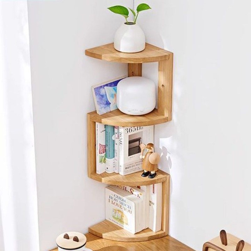 Desk Setup Oak - Scaffale angolare in legno naturale, organizer