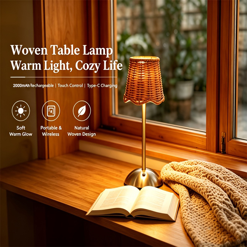 Desk Setup Light - Lampada da Tavolo Artistica in Rattan