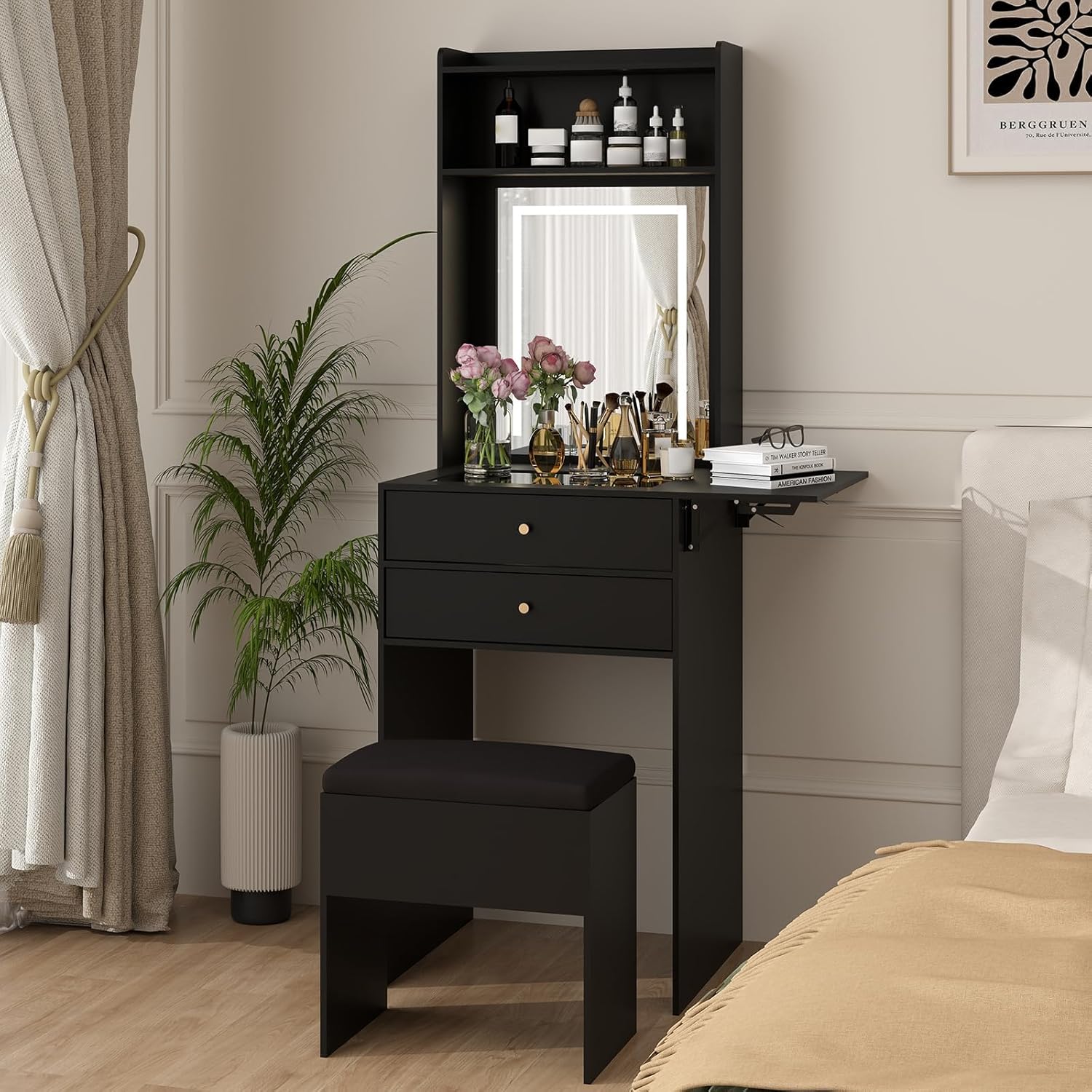 Desk Setup Black And Wood - Mini Set Toeletta Nera per Camera