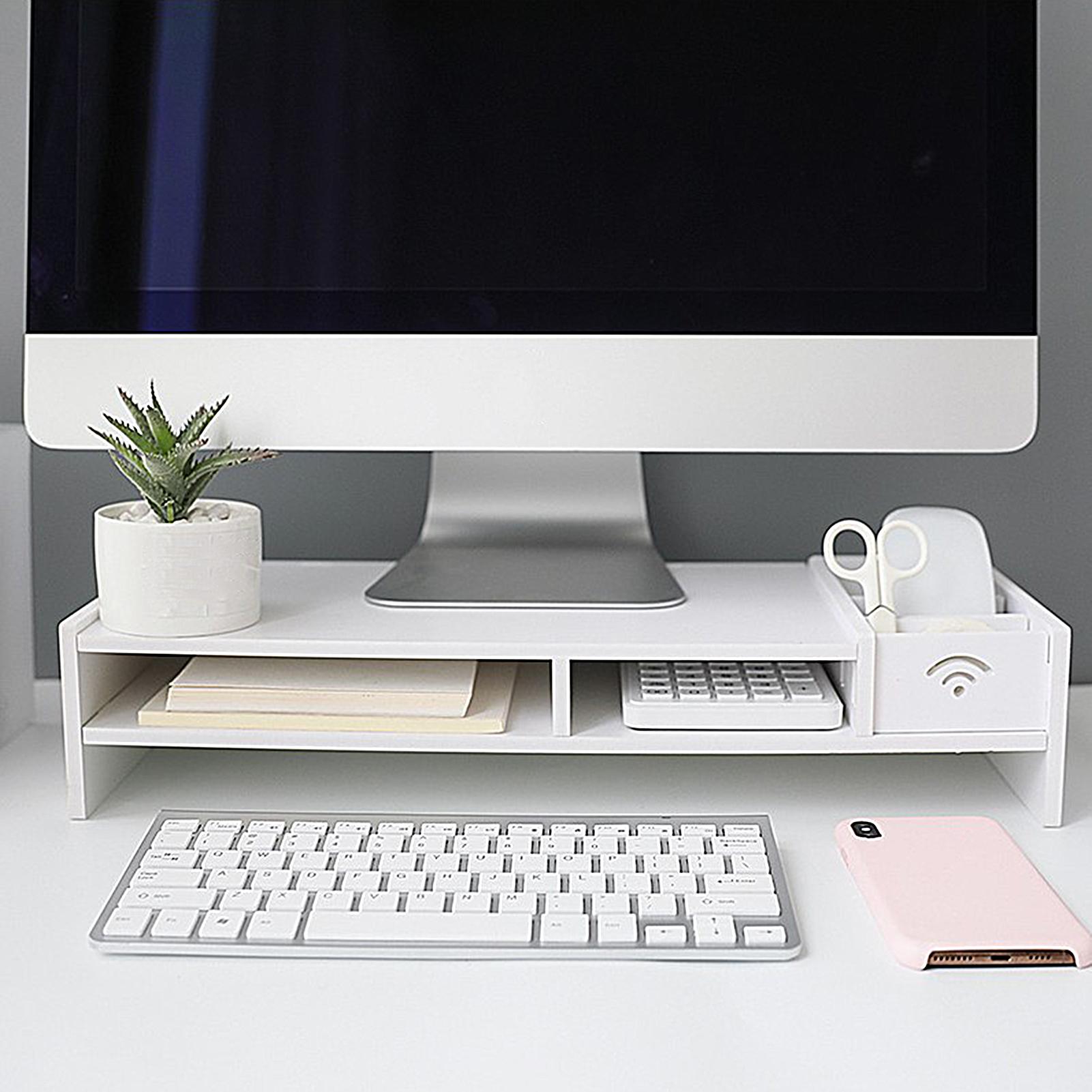 Monitor Riser Wood - Organizzatore da scrivania a 3 livelli