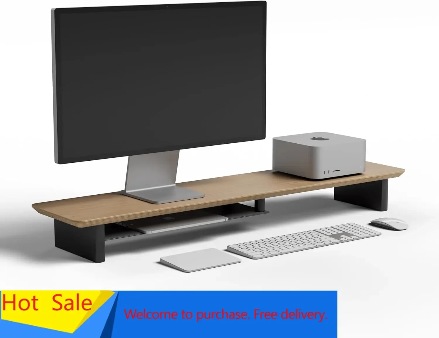 Desk Setup Oak - Scrivania Ergonomica a Due Livelli in