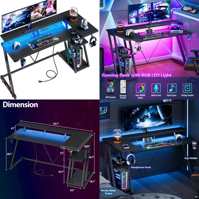 Scrivania da Gaming a L in Fib - Desk Setup Black And Wood recensione e prezzo